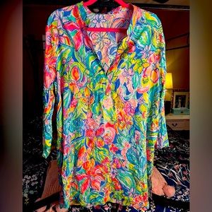 Lilly Pulitzer Cover up SZ XL Bennett Blue Surf Gypsea Swim LIKE NEW WORN TWICE